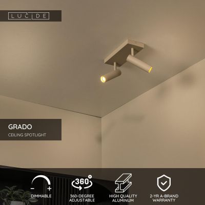 Lucide GRADO - Ceiling spotlight - 2xGU10 (MR11) - Taupe